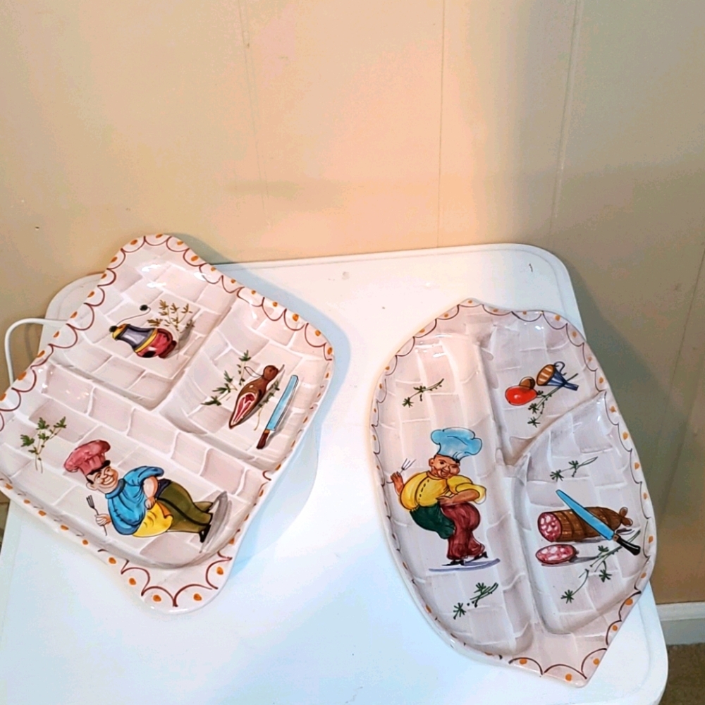 Italian Vintage 1950"s Divided Serving Trays
